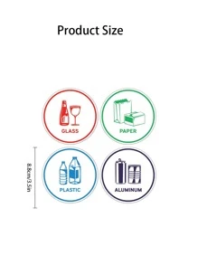 Set Of Four Recycling Sorting Stickers Pvc Self-Adhesive Garbage Sorting Stickers, Paper, Aluminum, Plastic, Glass Suitable For Garbage Cans And Bins - Multicolor - View 4