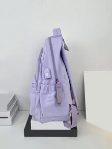 輕便兒童學校背包，設計可愛，適合小學生、國中生和高中生、青少年、男士和女士，非常適合旅行 - 紫色 - 查看 5