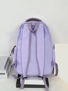 輕便兒童學校背包，設計可愛，適合小學生、國中生和高中生、青少年、男士和女士，非常適合旅行 - 紫色 - 查看 4