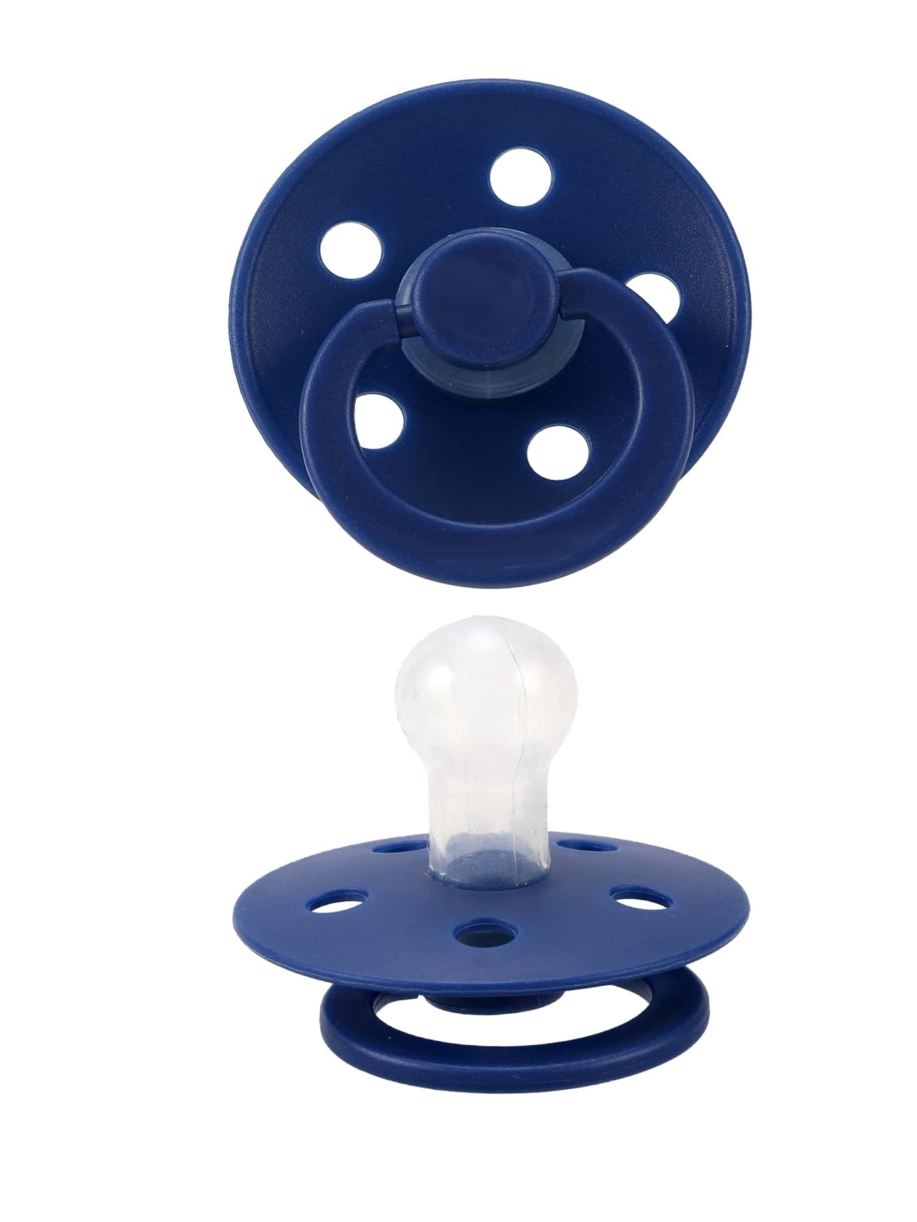 1 núm vú giả thiết kế hình macaron nhiều màu, làm bằng chất liệu silicon mềm, thích hợp cho bé từ 0-6 tháng tuổi cỡ S và 6-36 tháng tuổi cỡ L, dùng để dỗ dành và cai sữa - Xanh đậm - Xem 1