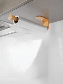 Chêne Bois Porte-Serviettes En Papier Avec En Plastique Croisé Organisateur , Support De Rangement Mural , Forage Étagère Pour Salle De Bain Et Cuisine , 1 pièce - Jaune citron - Voir 2