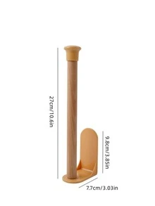 Chêne Bois Porte-Serviettes En Papier Avec En Plastique Croisé Organisateur , Support De Rangement Mural , Forage Étagère Pour Salle De Bain Et Cuisine , 1 pièce - Jaune citron - Voir 3