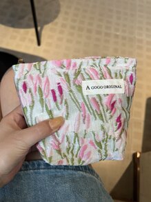 花卉旅行化妆包，1 件轻便多功能防水化妆品收纳包手提包沐浴淋浴钱包袋便携式化妆品刷收纳包带拉链封口，可装口红、刷子、护肤品、手机、硬币、小物品，适合家庭、旅行、度假和学校使用，化妆包化妆袋护肤包 - 彩色 - 查看 2