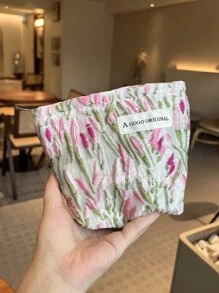 花卉旅行化妆包，1 件轻便多功能防水化妆品收纳包手提包沐浴淋浴钱包袋便携式化妆品刷收纳包带拉链封口，可装口红、刷子、护肤品、手机、硬币、小物品，适合家庭、旅行、度假和学校使用，化妆包化妆袋护肤包 - 彩色 - 查看 8