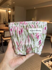 花卉旅行化妆包，1 件轻便多功能防水化妆品收纳包手提包沐浴淋浴钱包袋便携式化妆品刷收纳包带拉链封口，可装口红、刷子、护肤品、手机、硬币、小物品，适合家庭、旅行、度假和学校使用，化妆包化妆袋护肤包 - 彩色 - 查看 7