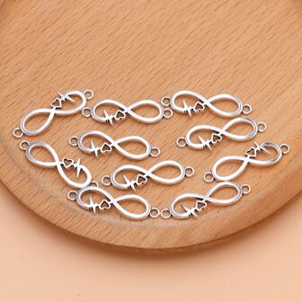 10入組銀色無窮象徵手鍊製作用品