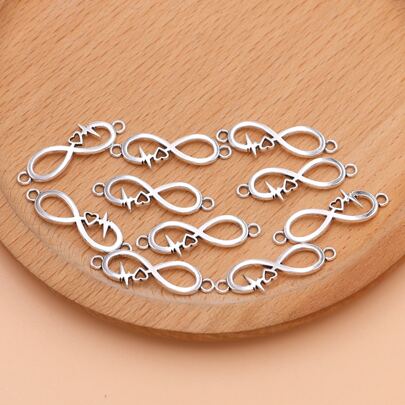 10 piezas color plata infinito símbolo fabricación de pulseras suministros