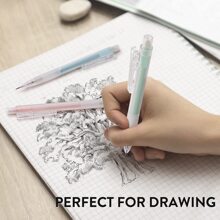 Aesthetic Mechanical Pencils - 3PCS Pastel Mechanical Pencils for Kids, Pink & Blue & Green 3 Colors, Cute Mechanical Pencil with Eraser Refill for Students Writing, Drawing - Nhiều màu - Xem 5