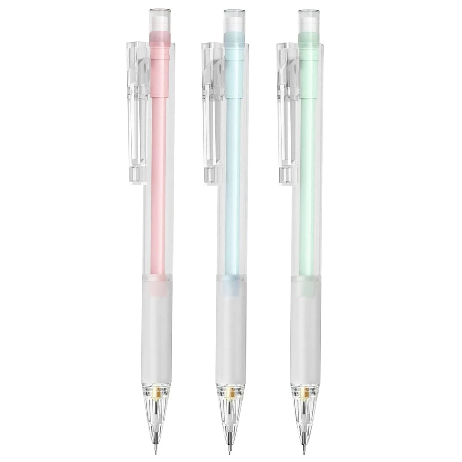 Aesthetic Mechanical Pencils - 3PCS Pastel Mechanical Pencils for Kids, Pink & Blue & Green 3 Colors, Cute Mechanical Pencil with Eraser Refill for Students Writing, Drawing - Nhiều màu - Xem 1