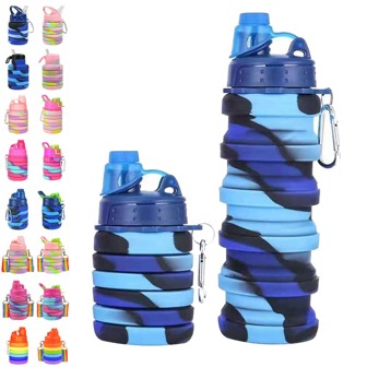 Mumutan Mumutan 500ml Collapsible Silicone Water Bottle, Reusable Outdoor Sports Water Cup, Silicone Water Bottle For Gym, Camping, Travel, Hiking