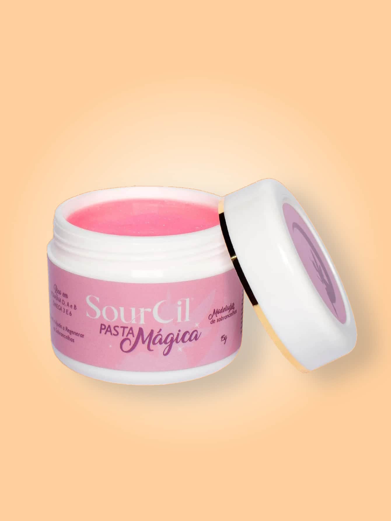 Pasta Mágica SourCil Sérum Modelador De Sobrancelhas Efeito Brow Lamination Contém Vitaminas A B e D Ômega 3 e 6 e Estimula o Crescimento Regenerador - Rosa empoeirado - Visão 1