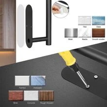 1pc Stainless Steel Kitchen Paper Towel Holder, Self Adhesive Tissue Roll Hanger For Kitchen Bathroom Cabinet Countertop Wall Mount, Available In Silver, Black, Gold - Black - View 4