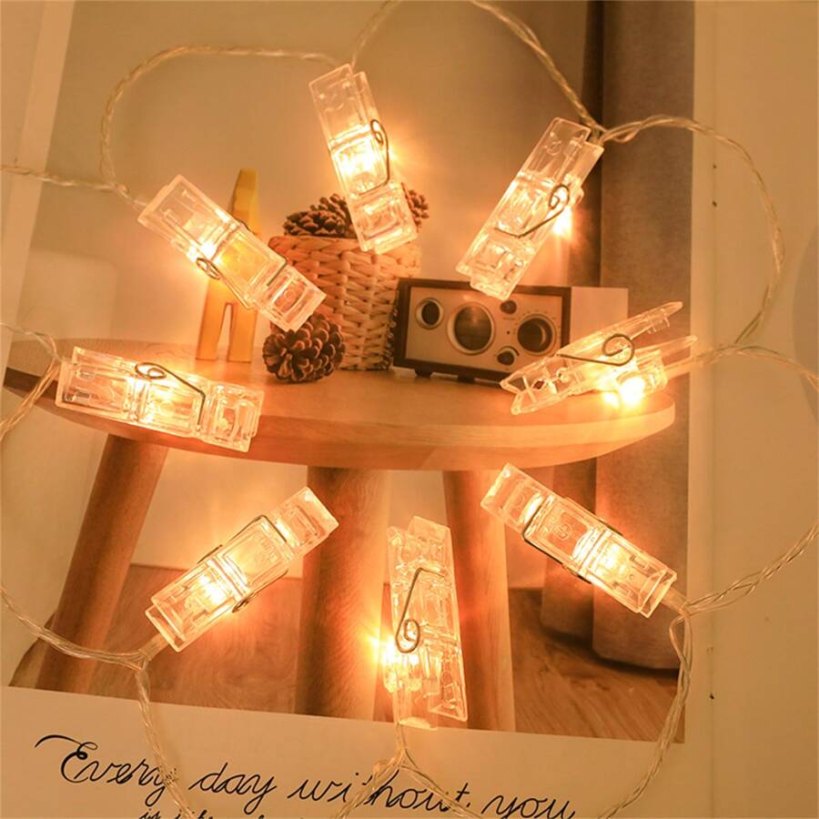 1set, LED Photo String Light, USB Battery-Powered Fairy Light, Clip ...