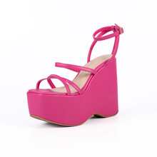 Women Heeled Sandals - 玫紅色 - 查看 4