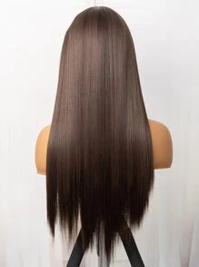 13*3 Brown Color 24 Inches Synthetic Lace Front Wig With High Temperature Fiber For Daily Wear, Straight Hair - Brown - View 3