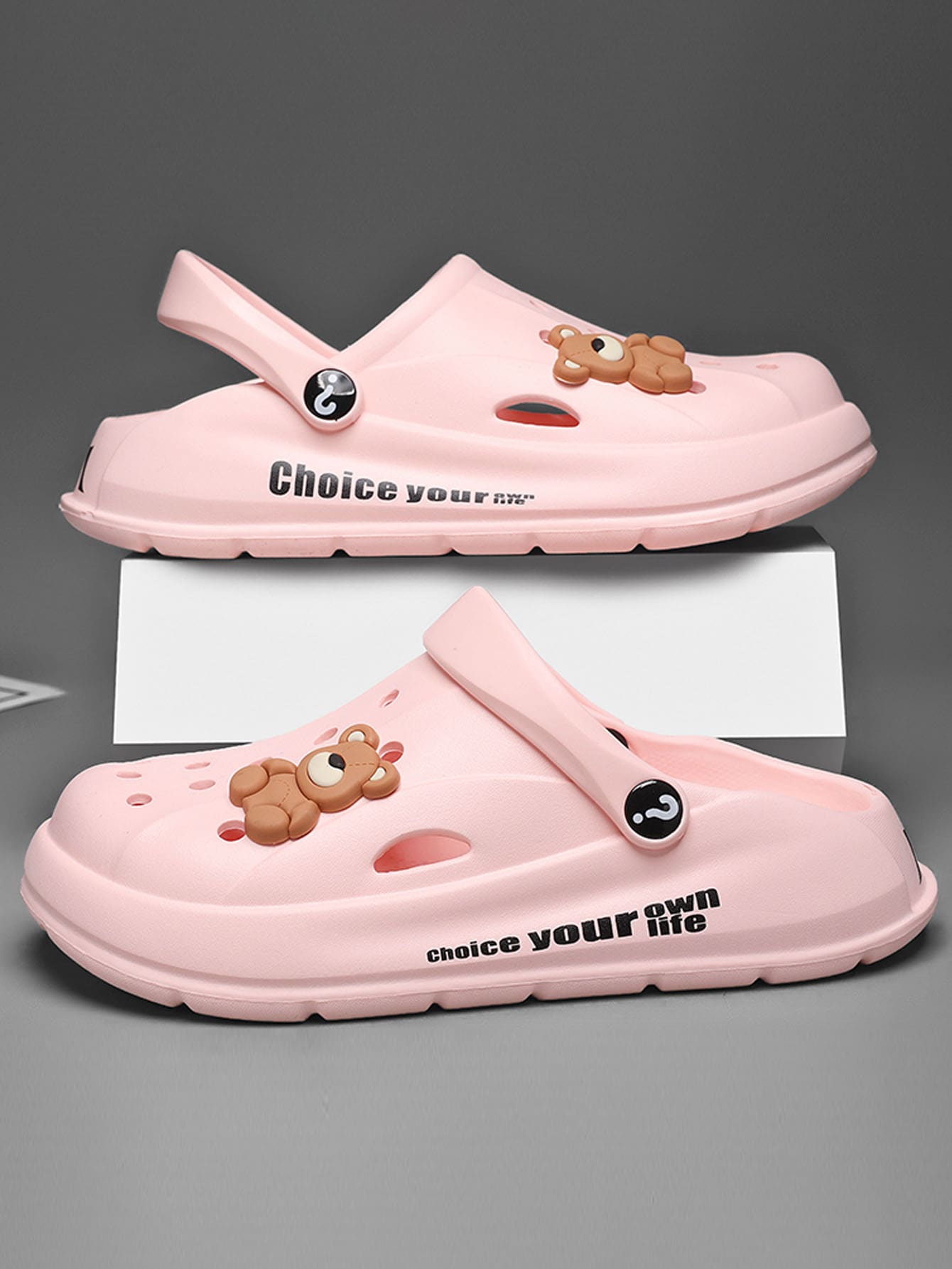 Men's Hollow Out Anti-slip Dual Use Open-toe Slippers For Summer Beach Vacation & Office Use - Pink - View 1