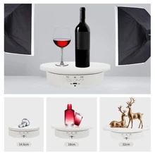 Remote Motorized Rotating Display Stand Turntable Motorized Lazy Susan with 5.74/7.08/8.66 inch Replacement Cover for Photography Products and Shows - White - View 2