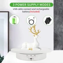 Remote Motorized Rotating Display Stand Turntable Motorized Lazy Susan with 5.74/7.08/8.66 inch Replacement Cover for Photography Products and Shows - White - View 3