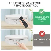 Remote Motorized Rotating Display Stand Turntable Motorized Lazy Susan with 5.74/7.08/8.66 inch Replacement Cover for Photography Products and Shows - White - View 4