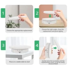 Remote Motorized Rotating Display Stand Turntable Motorized Lazy Susan with 5.74/7.08/8.66 inch Replacement Cover for Photography Products and Shows - White - View 8