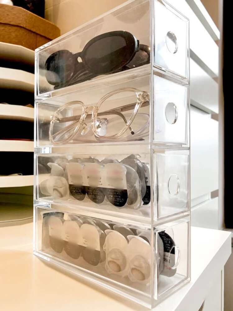 1set Occhiali Organizzatore quattro strati trasparente Occhiali da sole , colorato , contatto Supporto | SHEIN ALIA