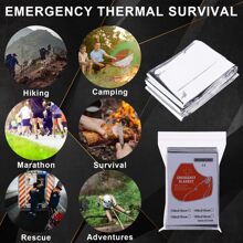 3Pcs Emergency Blanket Outdoor Survival Rescue First Aid Foil Thermal Blanket Hypothermia Windproof Multi-Use For Explore Camping 2 Types Of Packaging Are Randomly Shipped - Silver - View 9