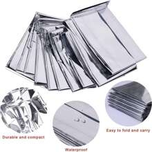 3Pcs Emergency Blanket Outdoor Survival Rescue First Aid Foil Thermal Blanket Hypothermia Windproof Multi-Use For Explore Camping 2 Types Of Packaging Are Randomly Shipped - Silver - View 4