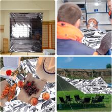 3Pcs Emergency Blanket Outdoor Survival Rescue First Aid Foil Thermal Blanket Hypothermia Windproof Multi-Use For Explore Camping 2 Types Of Packaging Are Randomly Shipped - Silver - View 8