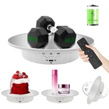 7.9" Mirror Motorized Rotating Display Stand Turntable with Remote & Battery Operated 17.6 LB,Photography Turntable Rotating Platform Lazy Susan - White - View 1