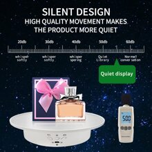 7.9" Mirror Motorized Rotating Display Stand Turntable with Remote & Battery Operated 17.6 LB,Photography Turntable Rotating Platform Lazy Susan - White - View 4