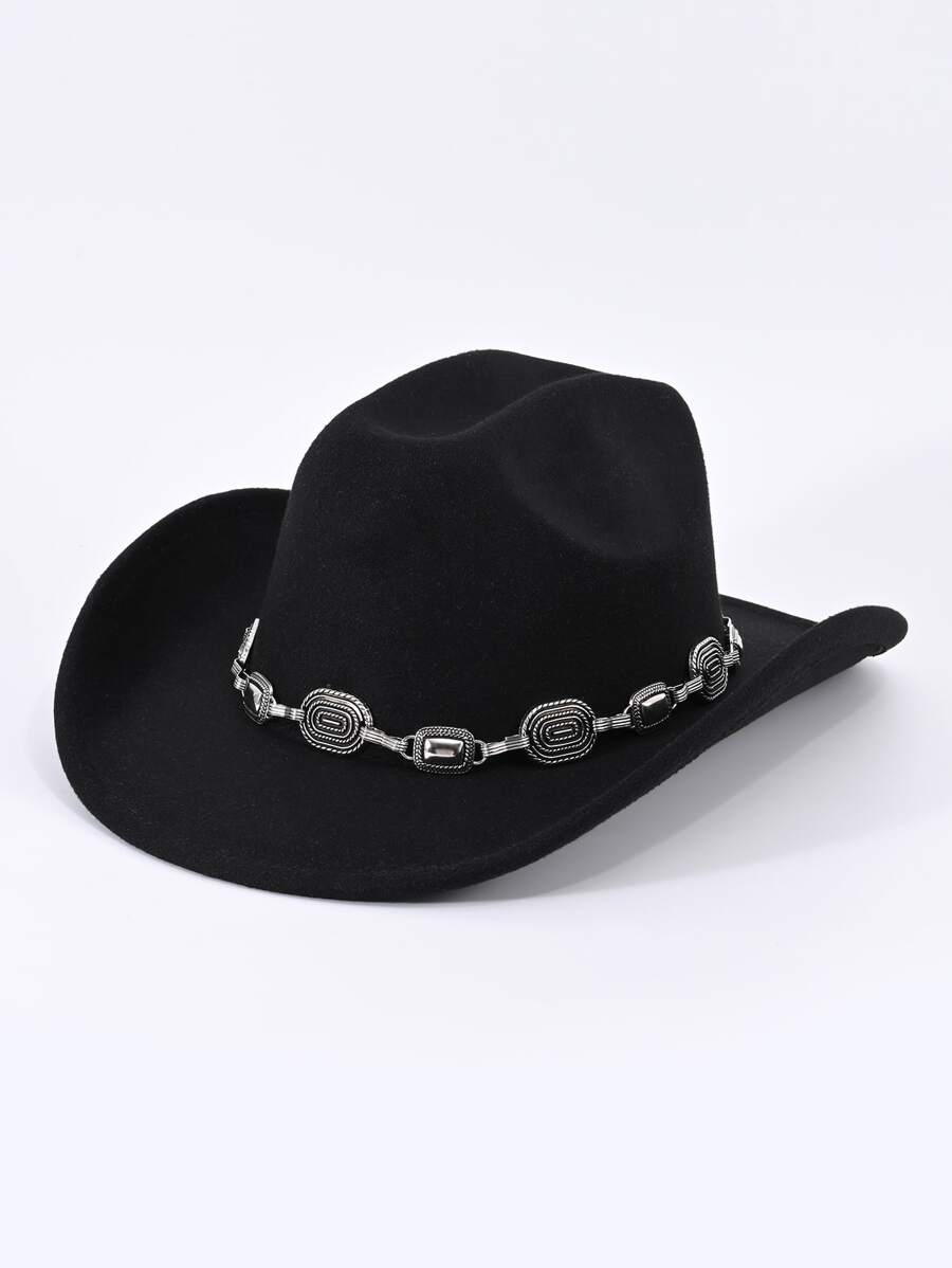 1pc Fashionable Black Western Cowboy Hat