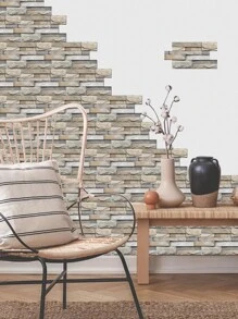 20 件 5.91*11.81 英寸自粘乙烯基古矩形岩纹墙砖贴纸哑光防水墙贴适用于浴室、厨房、客厅、卧室、家居装饰、翻新贴纸可剥离墙板、墙纸、壁纸、春季装饰物品让您的家焕然一新，拉玛装饰贴纸 - 卡其色 - 查看 10