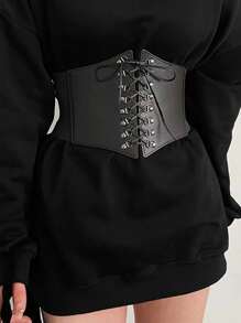 1pc Women's Fashionable Party Waist Belt Strapless Control Slimming Corset For Evening Events Vintage Halloween Waist Traineraccessories For Ladies For Dress Western Cowboy Cowgirl Country Wear Vintage Black Belt - Black - View 1