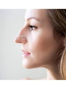 4pcs 18k Gold Plated Nose Rings, 20g Stainless Steel Ear Studs Nose Hoop, 1.5-3mm Round Shaped Cz L Bent Nose Rings, Antiallergenic, Crystal Clear Stone