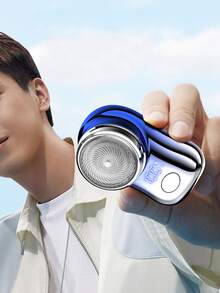 Portable Rechargeable Mini Electric Shaver With Battery Indicator, Creative And Personalised Design, Perfect Gift For Boyfriend - Black - View 3