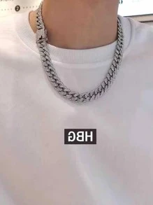 kuuioe 1pc European-American Hiphop Style Full Diamond Encrusted Chain Necklace/Hand Bracelet, 20-60CM - Silver - View 7