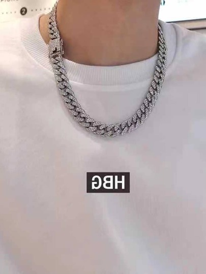 kuuioe 1pc European-American Hiphop Style Full Diamond Encrusted Chain Necklace/Hand Bracelet, 20-60CM