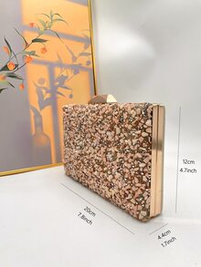 迷你金屬亮絲手拿包適合女士,合適的適用於派對 - 薑色 - 查看 4
