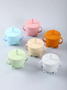 1 件儿童硅胶双柄学习饮料杯，吸管杯带零食杯盖，全新夏季系列