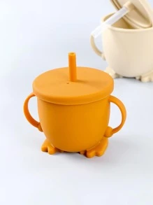 1 件儿童硅胶双柄学习饮料杯，吸管杯带零食杯盖，全新夏季系列