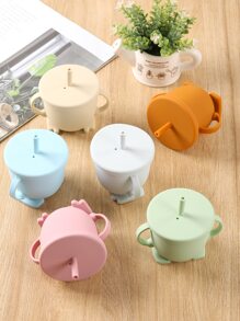 1 件儿童硅胶双柄学习饮料杯，吸管杯带零食杯盖，全新夏季系列