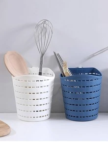 Bathroom Rotatable Single Hook Hanging Plastic Storage Basket Shower Caddy, Kitchen Tabletop Organizer Hanging Storage Basket - Blue - View 2