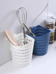Bathroom Rotatable Single Hook Hanging Plastic Storage Basket Shower Caddy, Kitchen Tabletop Organizer Hanging Storage Basket - Blue - View 5