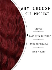 26inch Long Wavy Synthetic Machine Made Wig - Burgundy - View 9