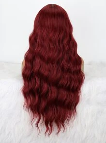 26inch Long Wavy Synthetic Machine Made Wig - Burgundy - View 5