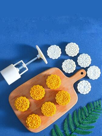 6pcs/set of flower-shaped moon cake molds 50g cake mold DIY hand-pressed fondant moon cake decoration cookie baking tools