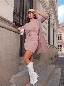 Women Two-piece Outfits - 乾枯玫瑰色 - 查看 2