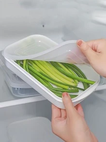 1入組塑膠保鮮盒蔥姜大蒜便攜收納密封盒冰箱收納盒