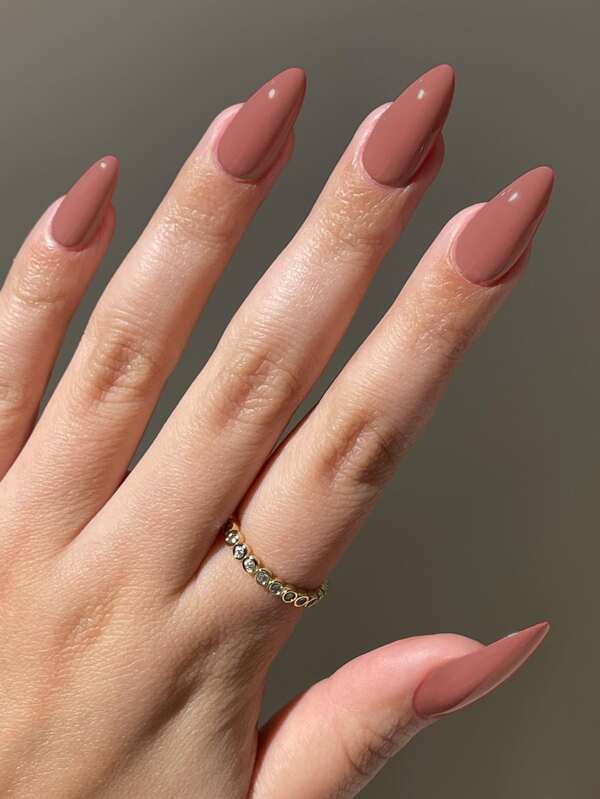 Elevate Your Style With 24pcs Long Almond Solid Color Artificial Nail Set, Ideal For Parties, Dances & Daily Wear Press On Nails Nail Supplies