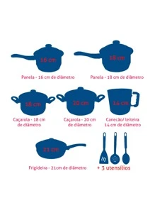 Jogo de Panelas 09 Peças Alumínio polido + Utensílios - Prata - Visão 2